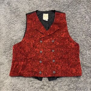 Wah Maker Frontier Vest Waistcoat Paisley Medium M Red Cowboy Western Rodeo